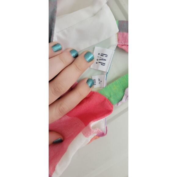 Gap Kids Summer Plaid Ruffle Tank Criss Xross Back Dress Size Small 6/7 - Picture 4 of 6